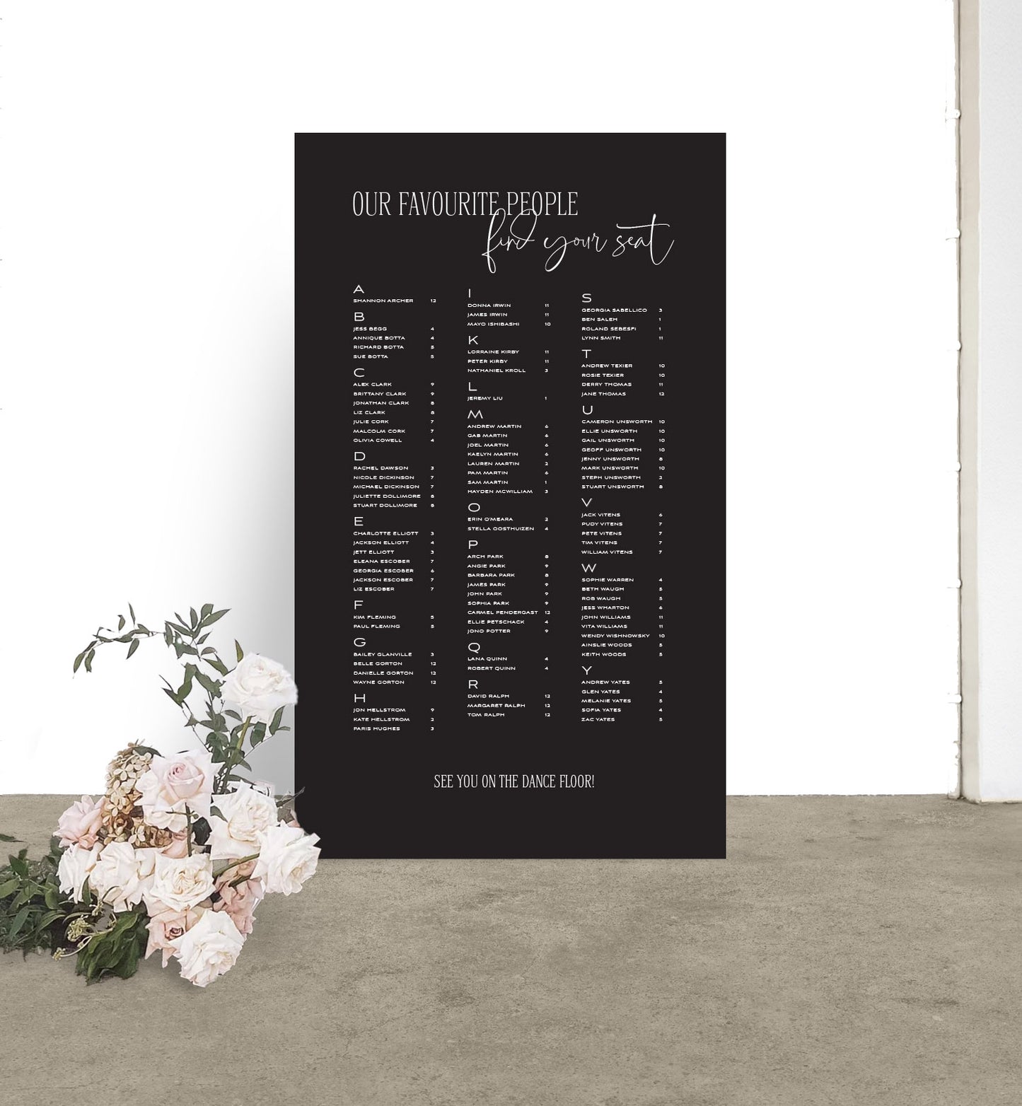Vogue Seating Chart