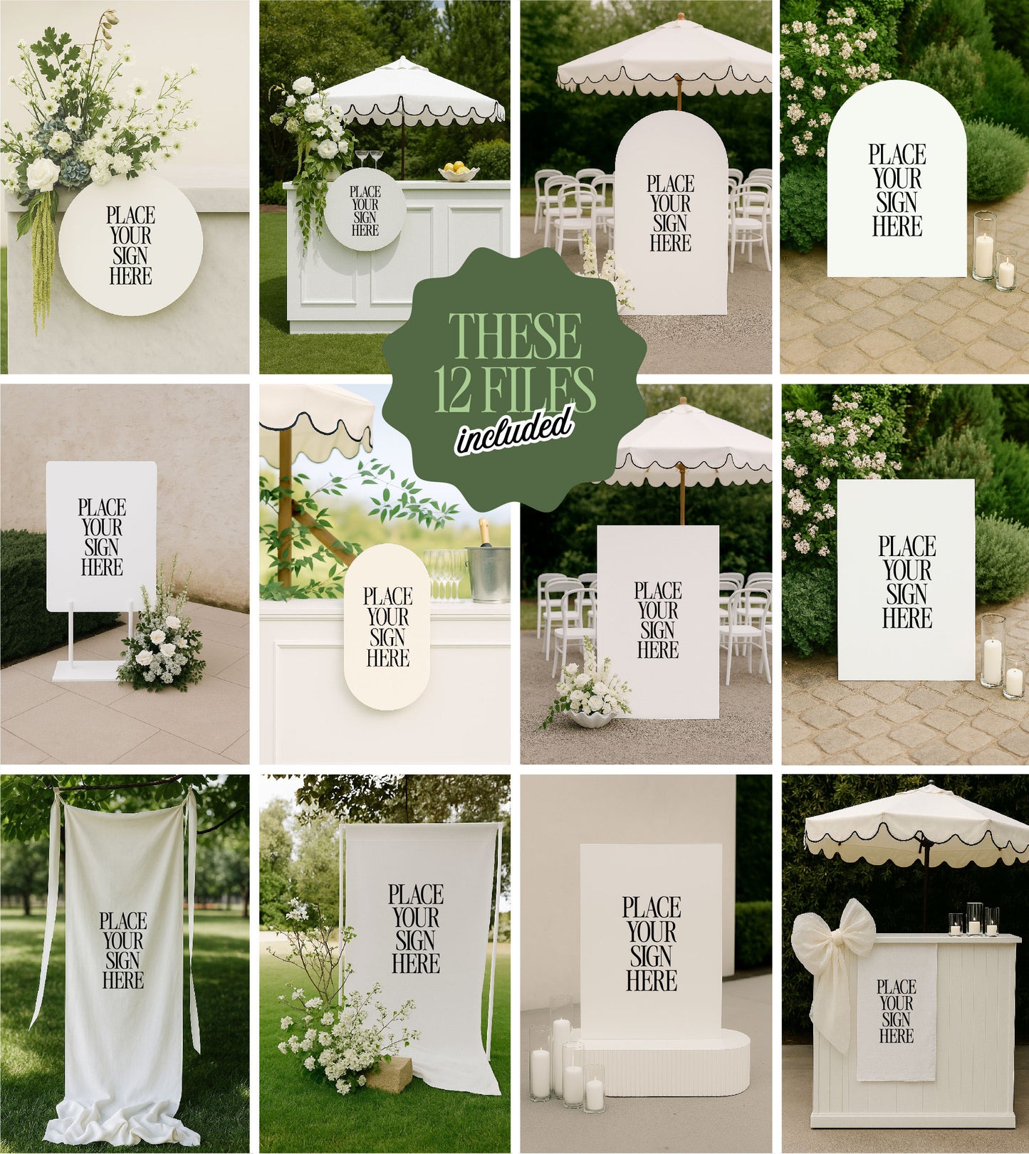 'Garden Party' wedding signage mockup bundle