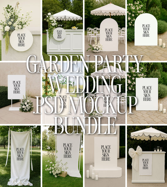 'Garden Party' wedding signage mockup bundle
