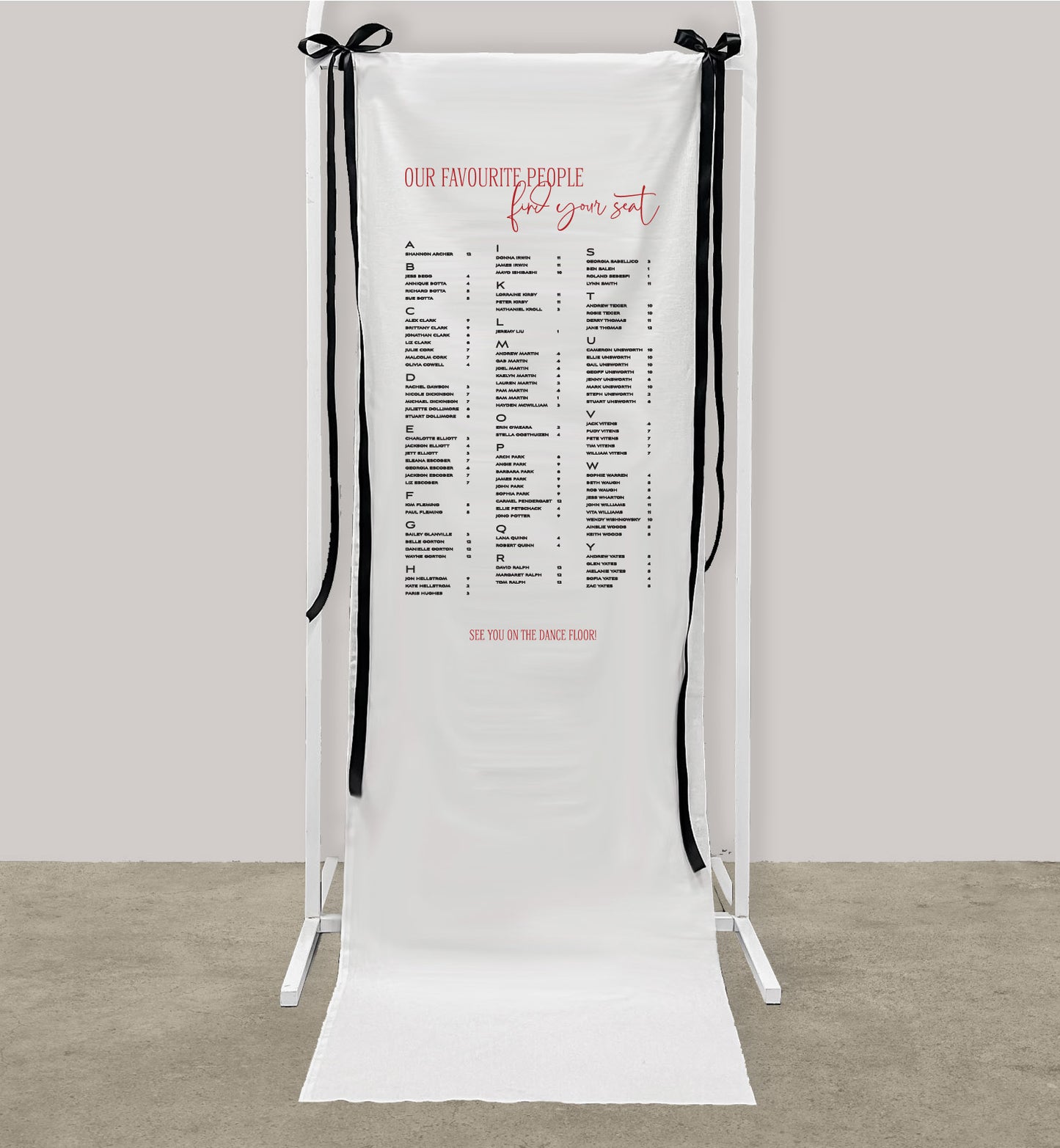Vogue Cloth Seating Sign
