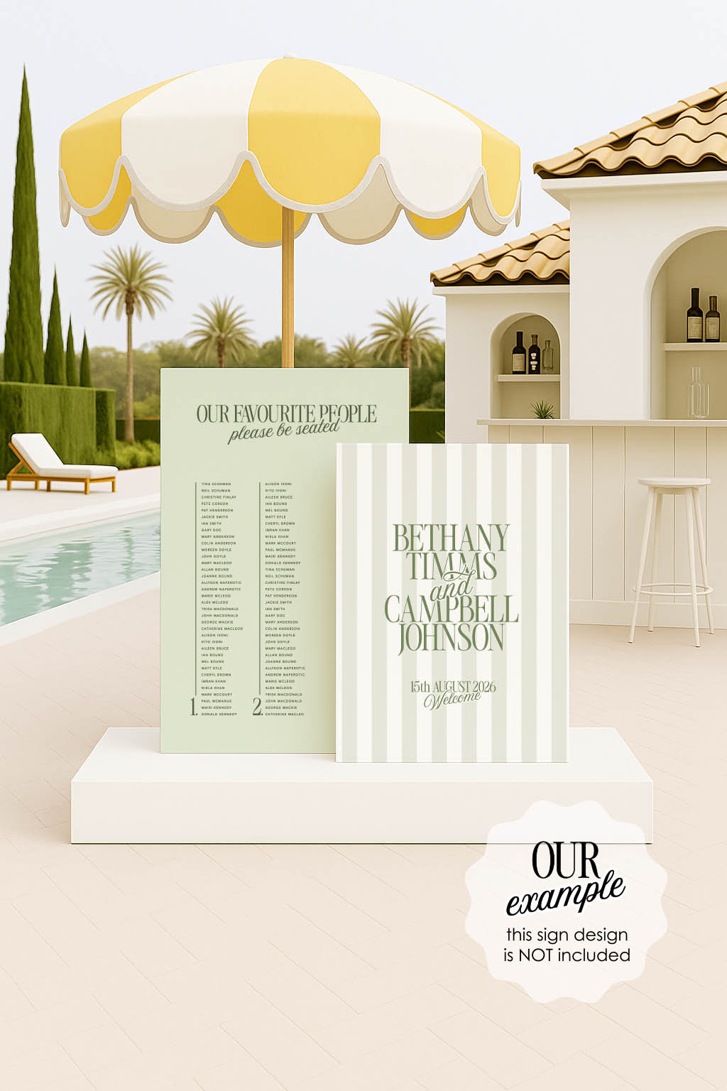 'Euro Summer Poolside' wedding signage mockup bundle