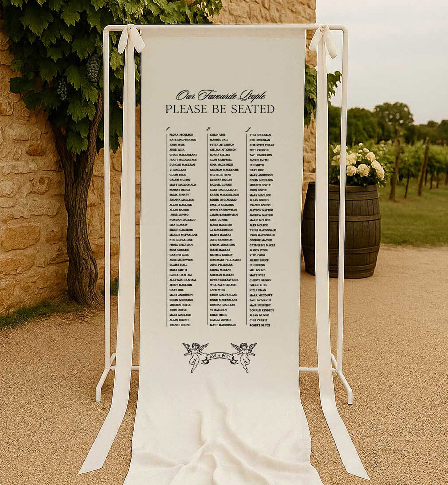 Heirloom Cloth Seating Sign