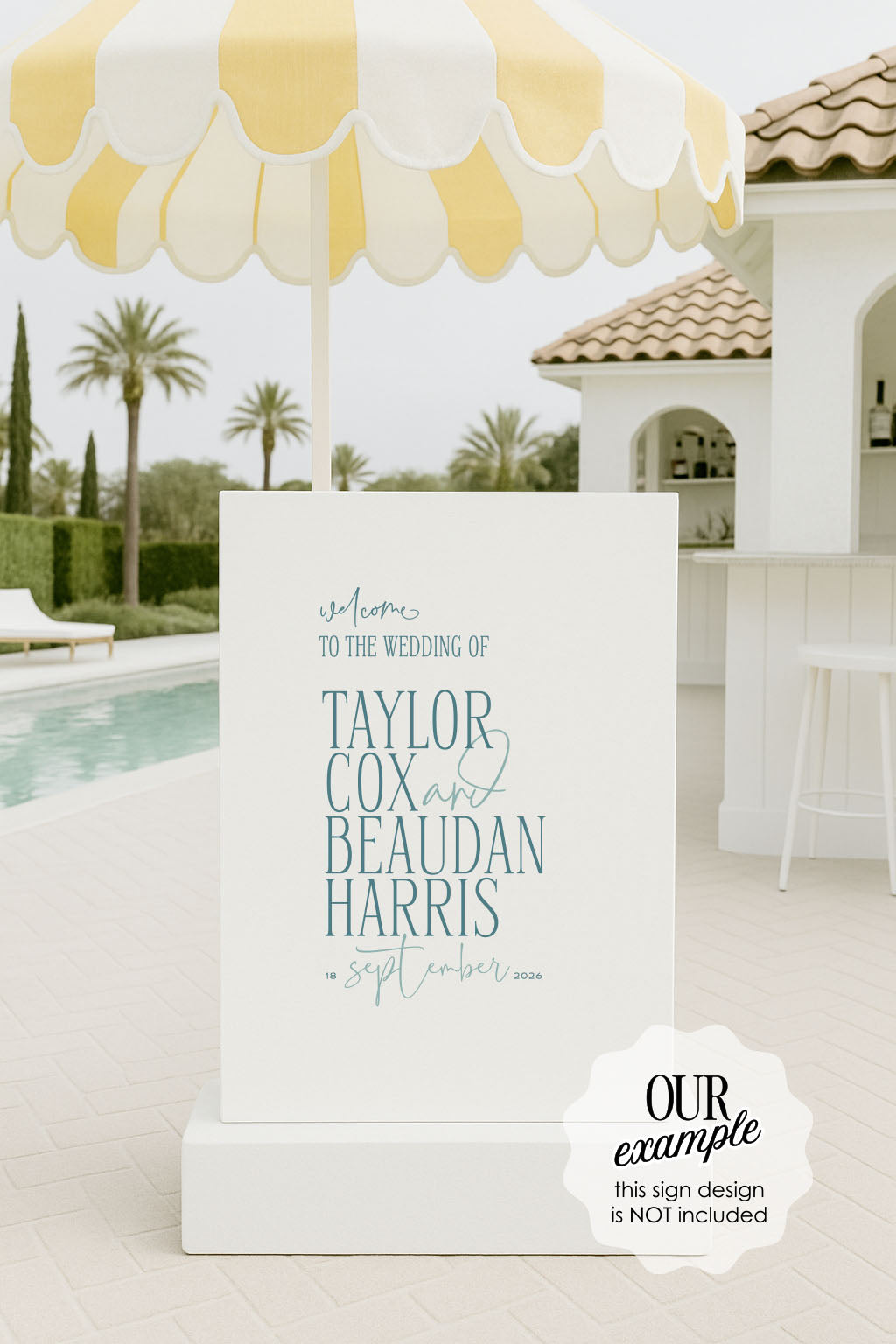 'Euro Summer Poolside' wedding signage mockup bundle