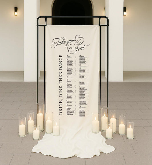 Manuscript Cloth Seating Sign