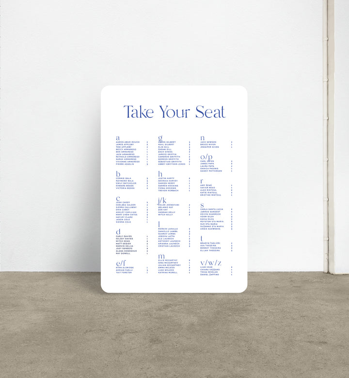 Seating Chart Signs & Plans for Wedding State of Elliott