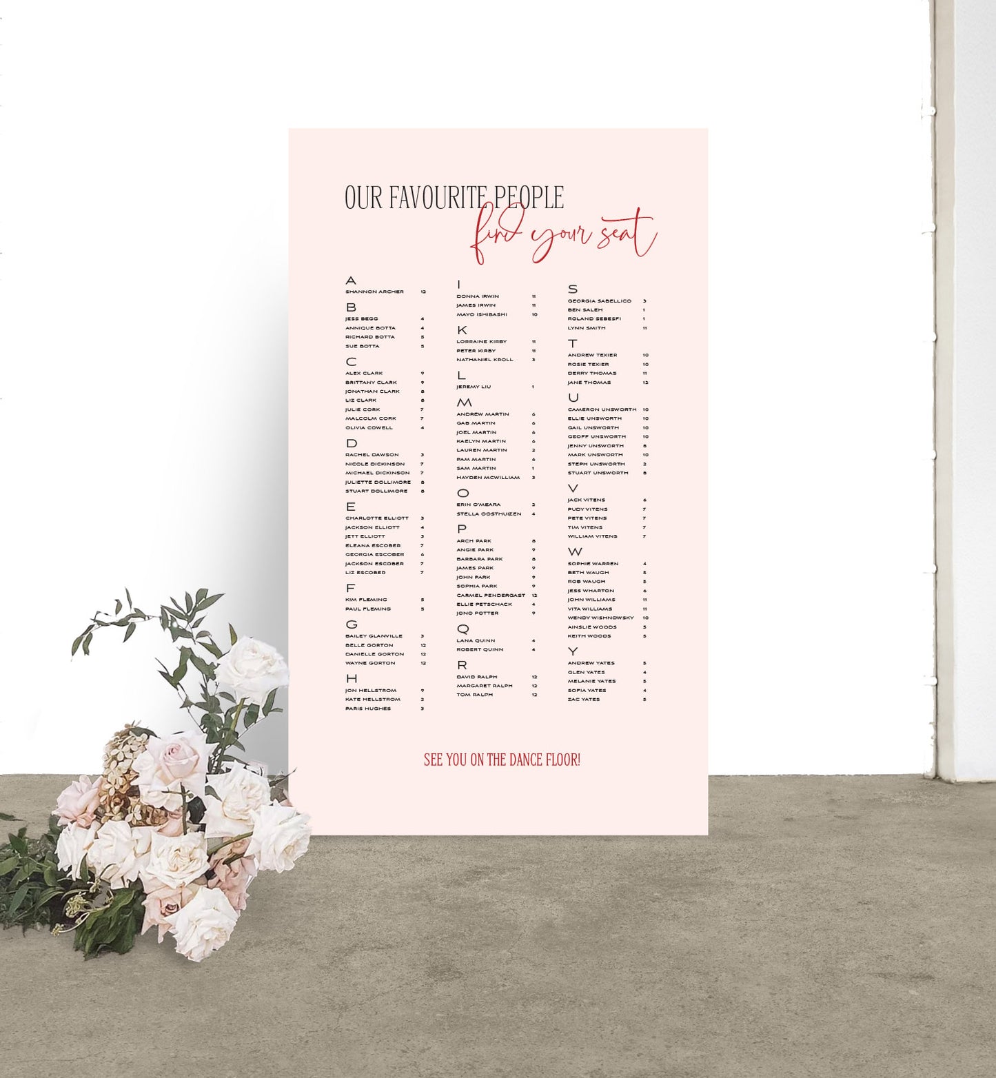 Vogue Seating Chart